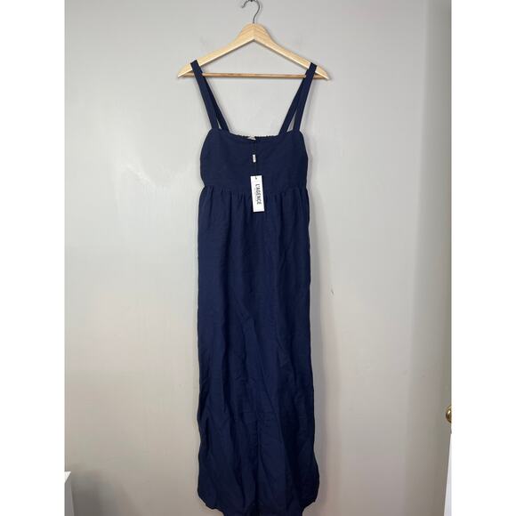 NWT L'Agence Jessamy Empire Waist Linen Blend Maxi Dress Navy Blue Size: 2 - Picture 2 of 9